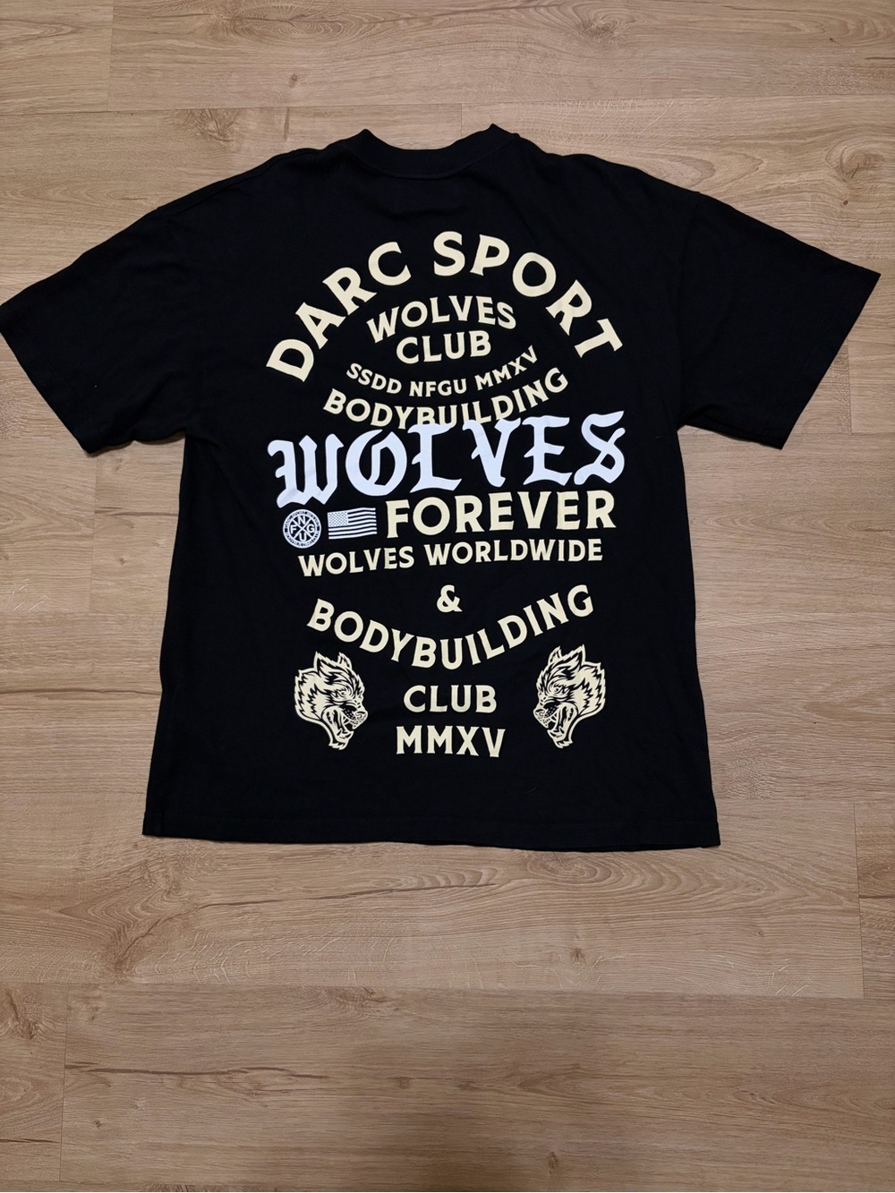 Darc Sport Black Graphic Wolves Club Tee with Cream & White Prints